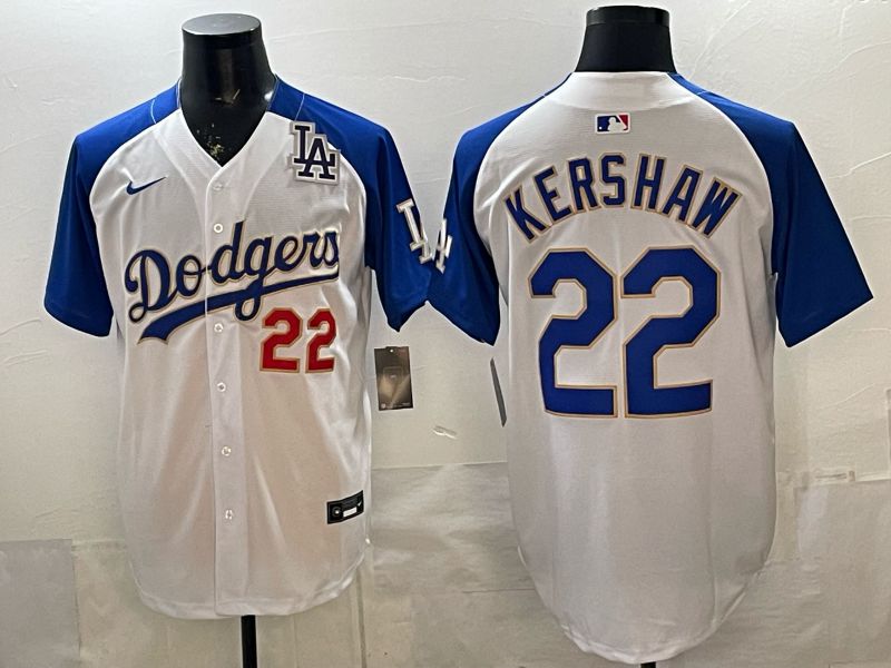 Men Los Angeles Dodgers #22 Kershaw White blue Game 2026 Nike MLB Jersey style 0068